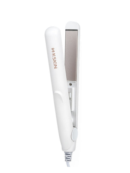 Trendsi portable mini hair straightener with white European plug, compact design for quick styling on the go.