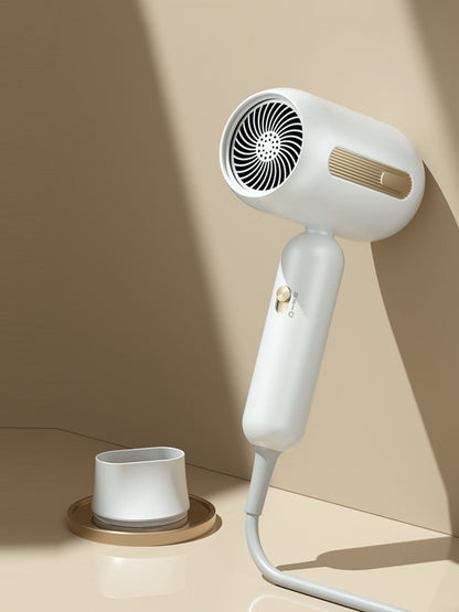 White portable negative ion hair dryer with European plug by Trendsi, lightweight and compact for easy styling on the go.