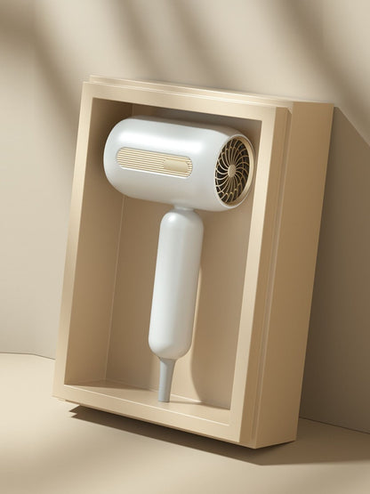 White portable negative ion hair dryer with European plug by Trendsi, compact and lightweight for quick styling on the go.