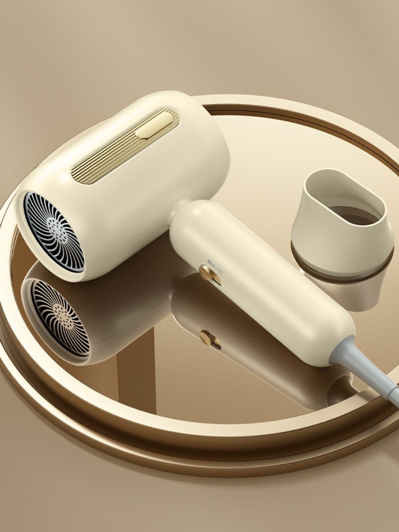 White portable negative ion hair dryer with European plug from Trendsi, compact design for quick styling and hair health.