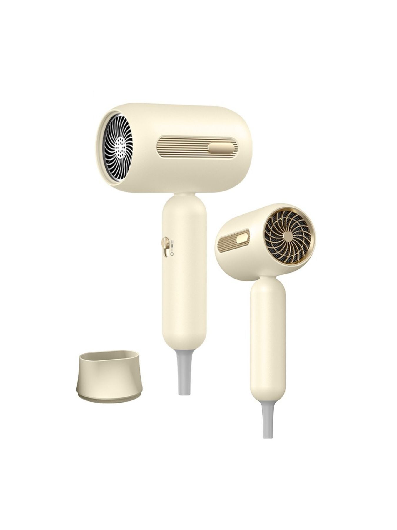 White portable negative ion hair dryer with European plug by Trendsi, compact design for quick, smooth styling.