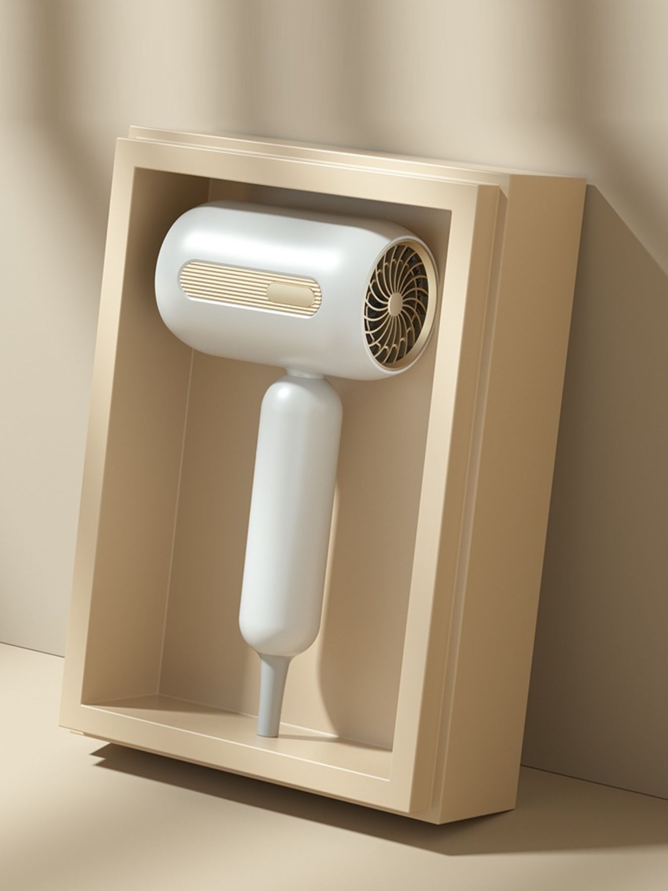 White portable negative ion high-speed hair dryer with European plug, compact design, and ergonomic handle by Trendsi.