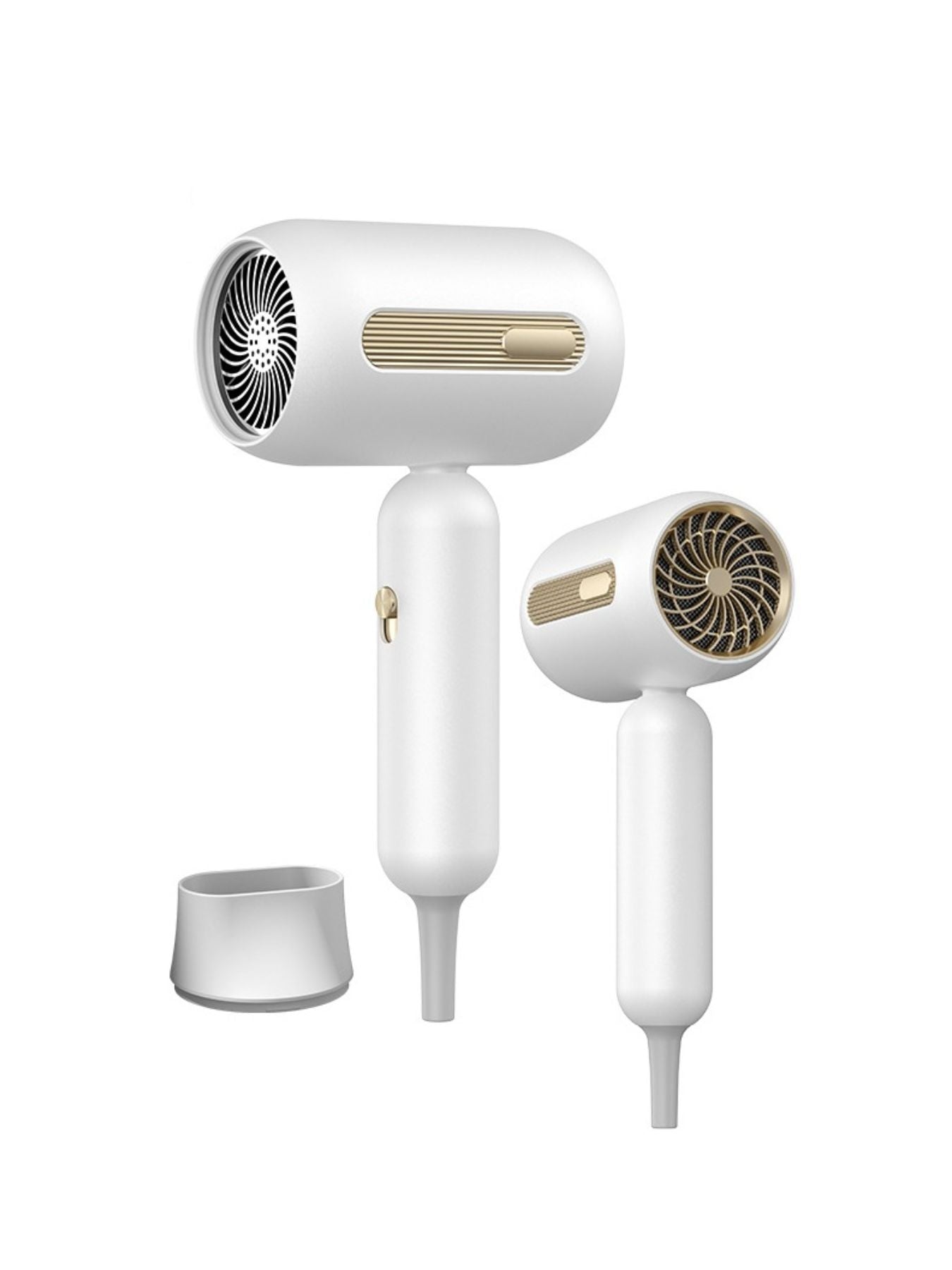 White Trendsi portable negative ion high-speed hair dryer with European plug and ergonomic design.