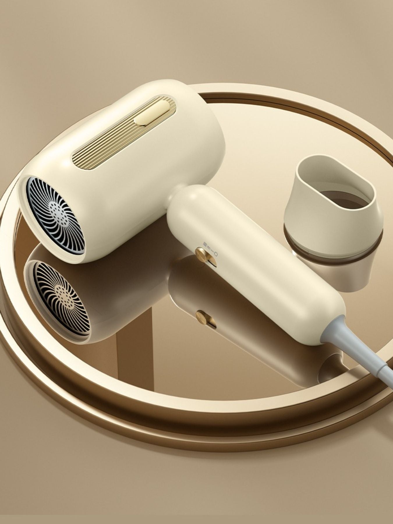 White portable negative ion high-speed hair dryer with European plug, compact travel hair dryer by Trendsi.