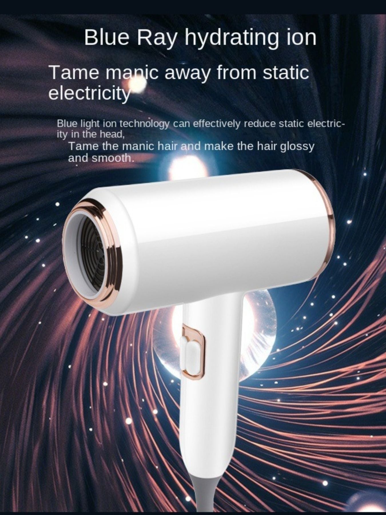Trendsi white household hair dryer with European plug, quick-drying hair care device for efficient blow-drying at home