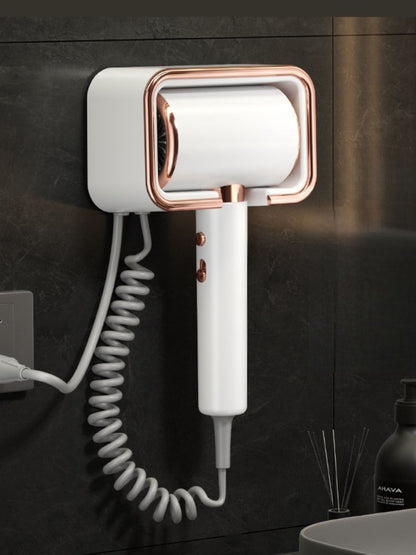 Wall-mounted household hair dryer by Trendsi with European plug, white finish, designed for convenient at-home hair styling.