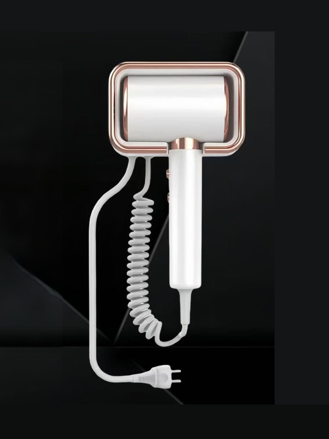 Wall-mounted white household hair dryer with European plug, compact design, ideal for home use by Trendsi.