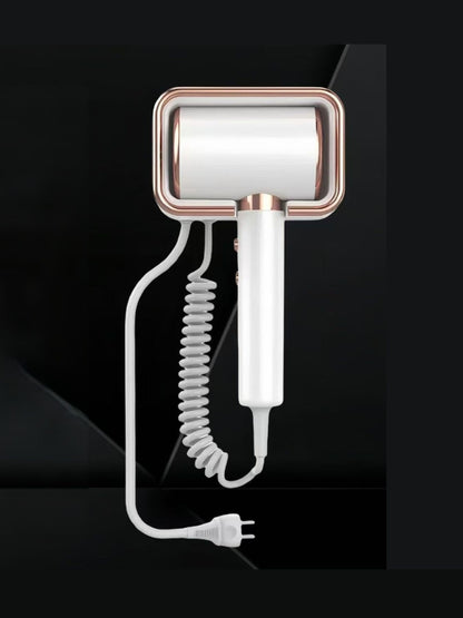 Wall-mounted white household hair dryer with European plug, compact design, ideal for home use by Trendsi.