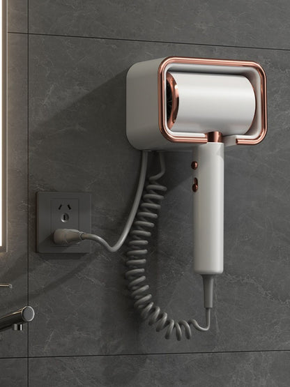 Wall-mounted white household hair dryer with European plug by Trendsi, designed for convenient home use.