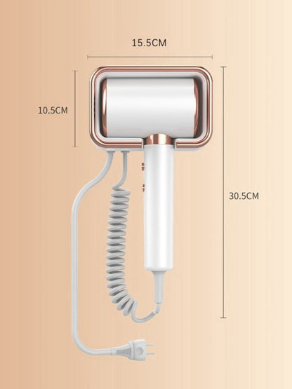 White wall-mounted household hair dryer with European plug by Trendsi, designed for convenient home use.