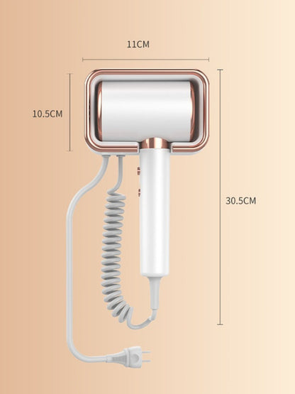 White wall-mounted household hair dryer with European plug, compact design, ideal for convenient home use by Trendsi.