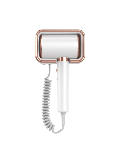 White wall-mounted household hair dryer with European plug, compact design, suitable for home use by Trendsi.