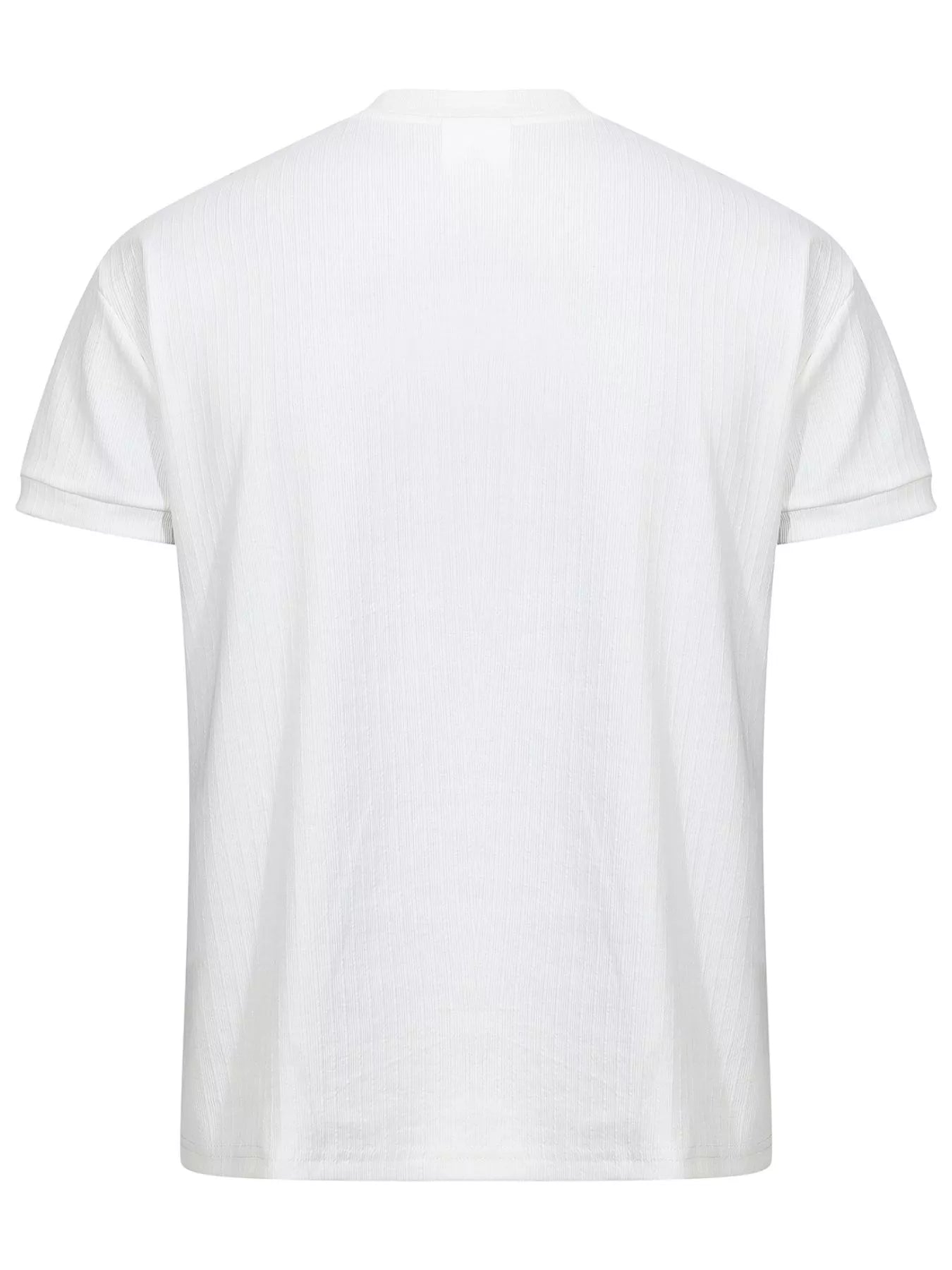 White men's textured short sleeve T-shirt by Trendsi, close-up of fabric and fit, casual style for everyday wear.