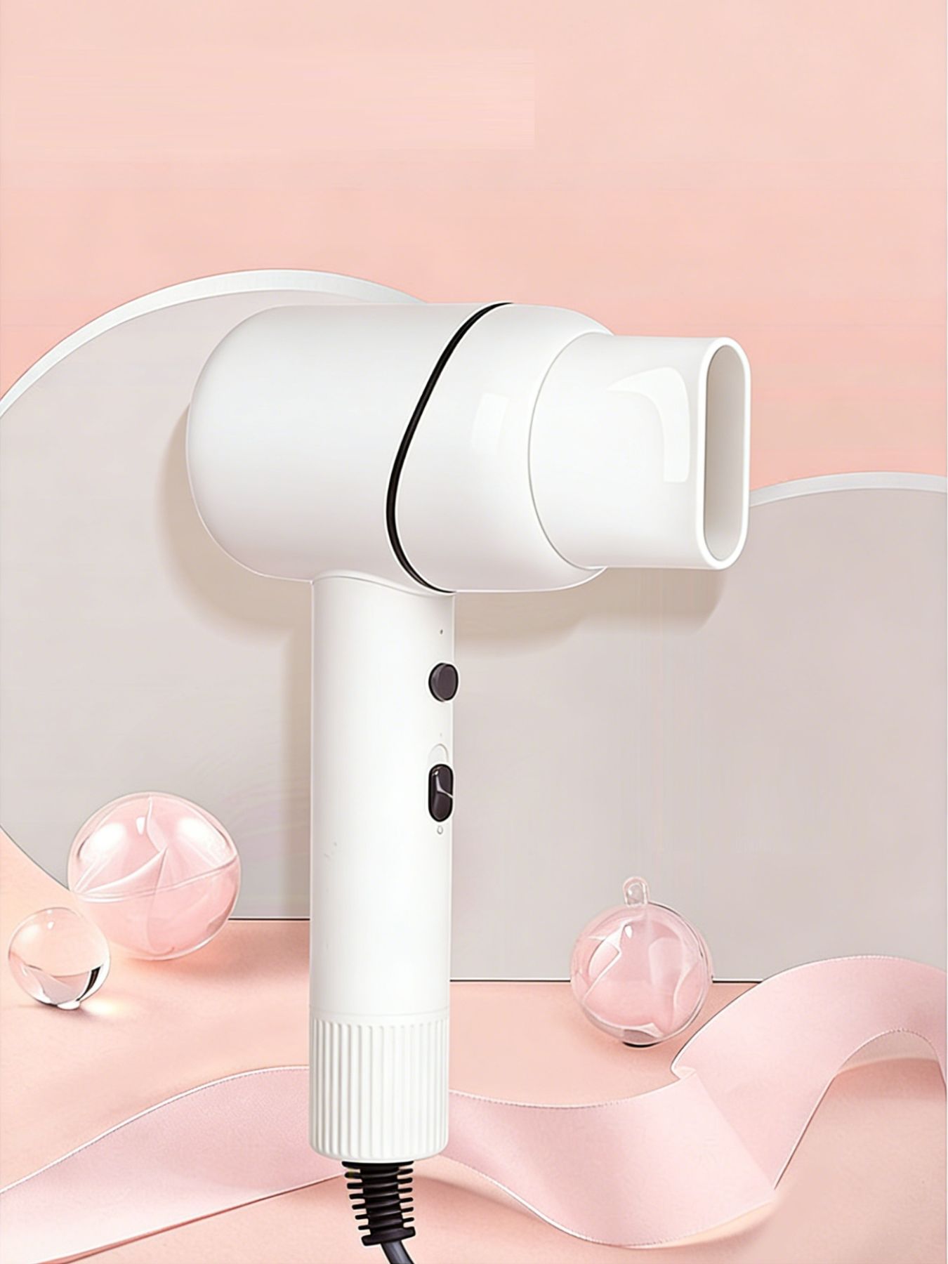 White Trendsi household hair dryer with adjustable temperature and North American plug, designed for versatile hair styling.