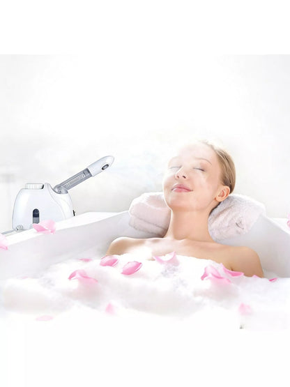 White Trendsi facial steamer deep cleansing beauty device with North American plug, showing steam outlet and control panel.