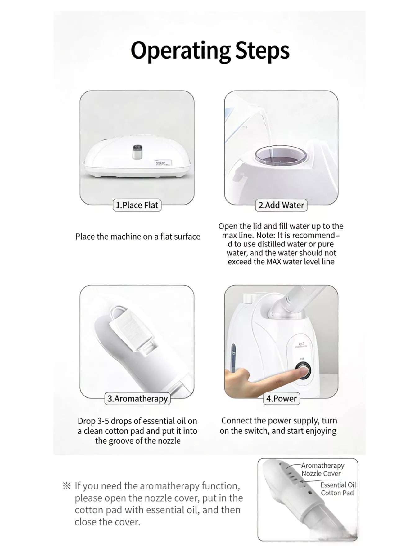 White Trendsi facial steamer deep cleansing beauty device with North American plug, used for facial steaming and skin renewal.
