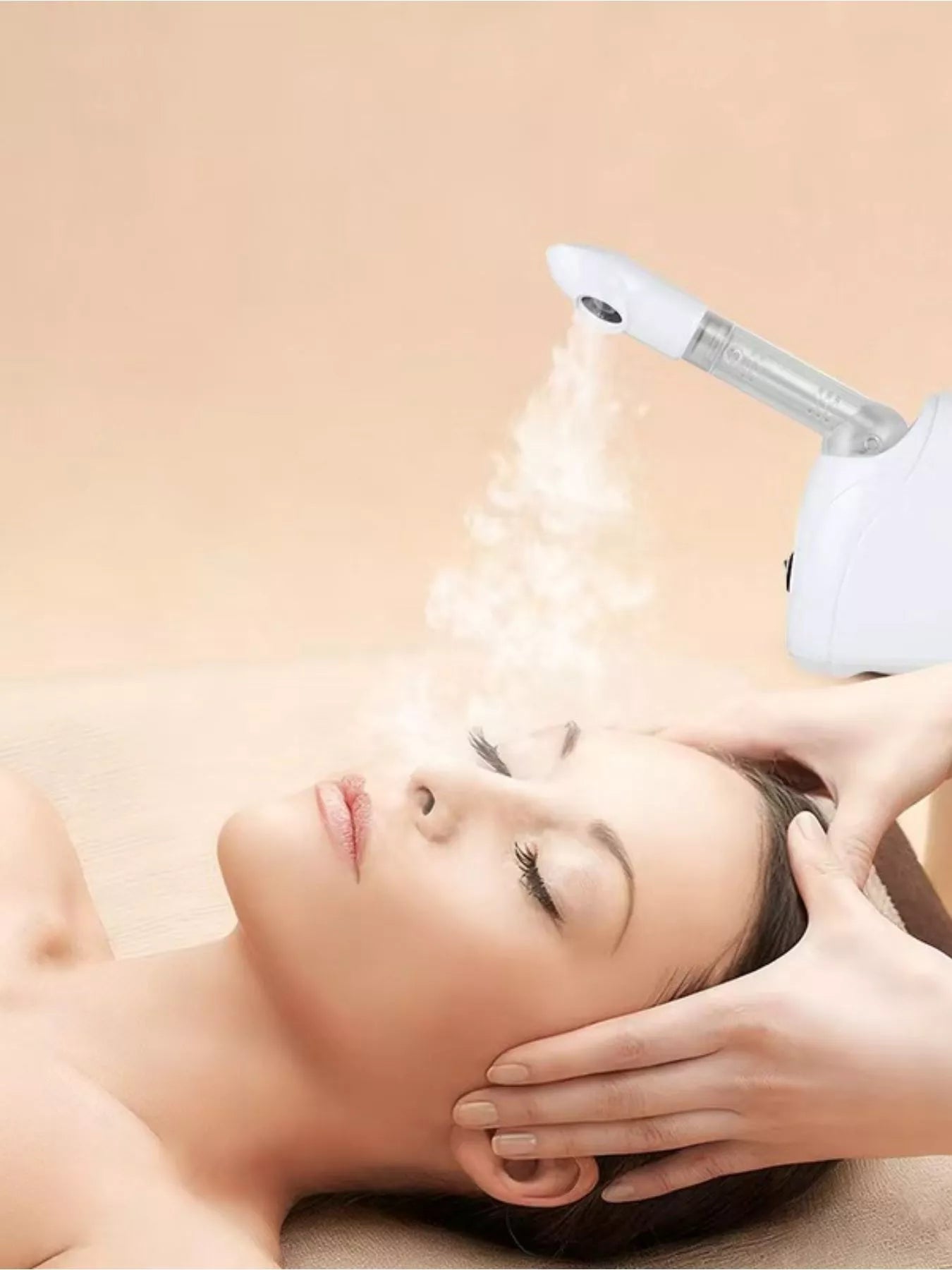 White Trendsi facial steamer deep cleansing beauty device with North American plug, used for skin hydration and pore purification.