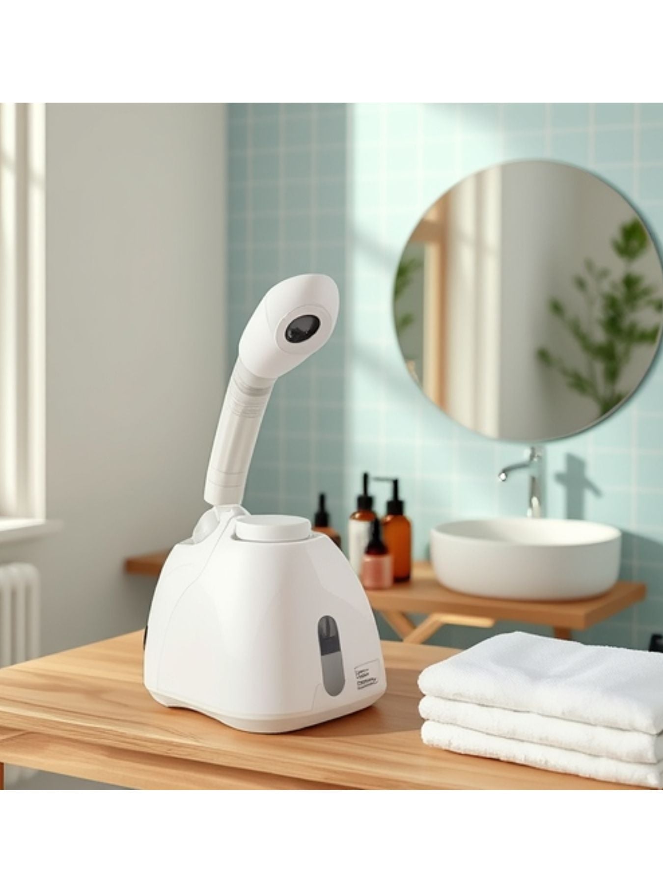 White Trendsi facial steamer deep cleansing beauty device with North American plug for facial skin hydration and pore cleansing.