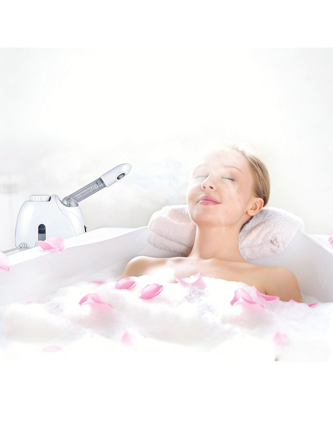 White Trendsi facial steamer deep cleansing beauty device with North American plug for skincare and pore cleansing.