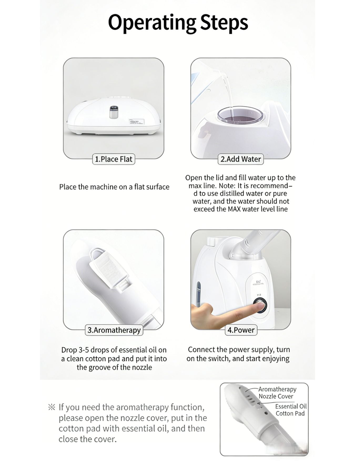 White Trendsi facial steamer deep cleansing beauty device with North American plug, emitting steam for facial skin rejuvenation.
