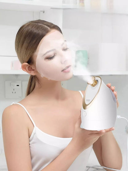White Trendsi facial steamer with North American plug for deep hydration and skin rejuvenation, shown on a clean surface.