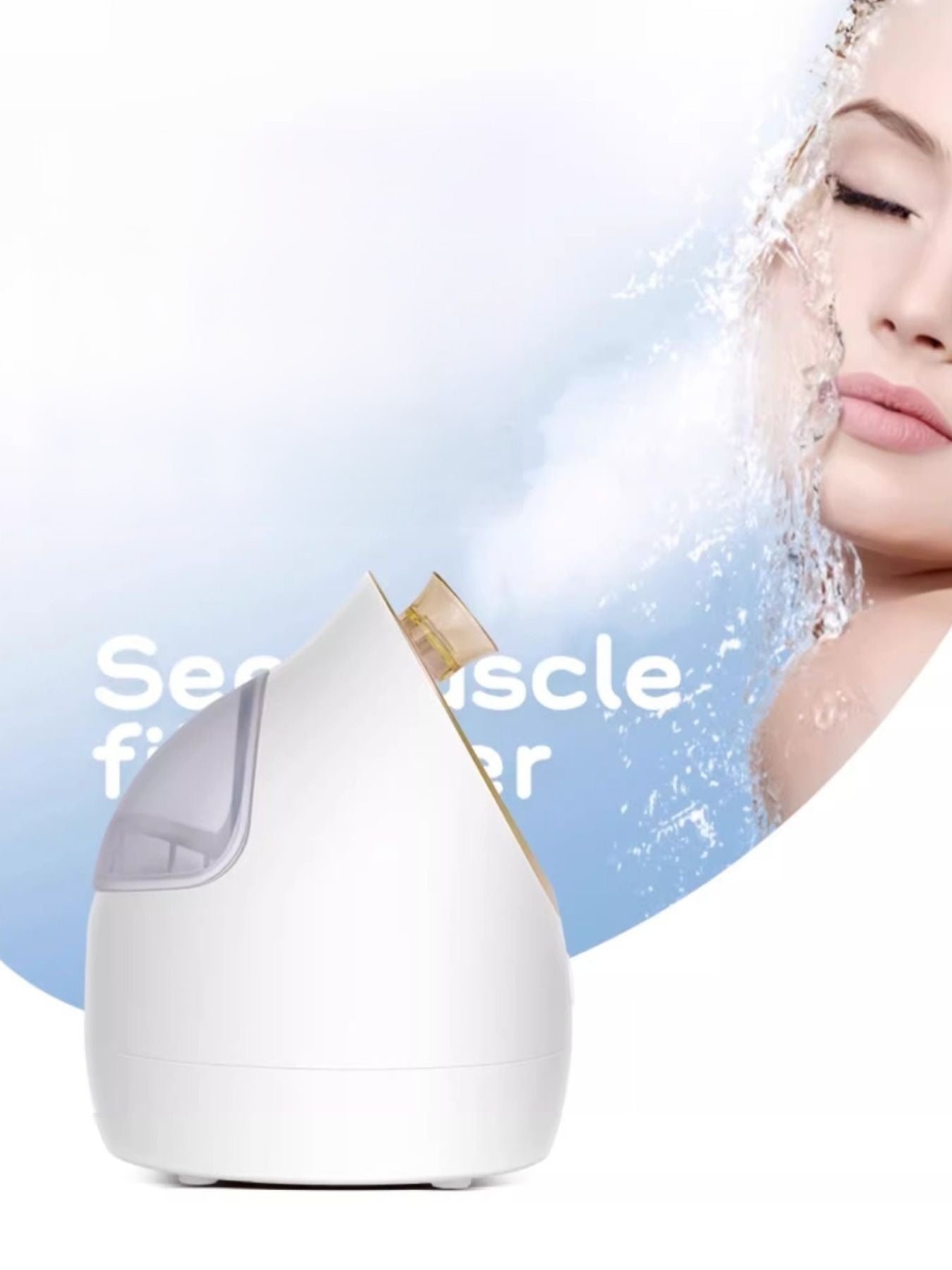 White Trendsi facial steamer for deep hydration with North American plug, showing the sleek design and water reservoir.