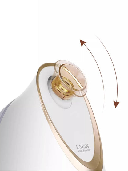 White Trendsi facial steamer for deep hydration with North American plug, showcasing its compact design and steam outlet.
