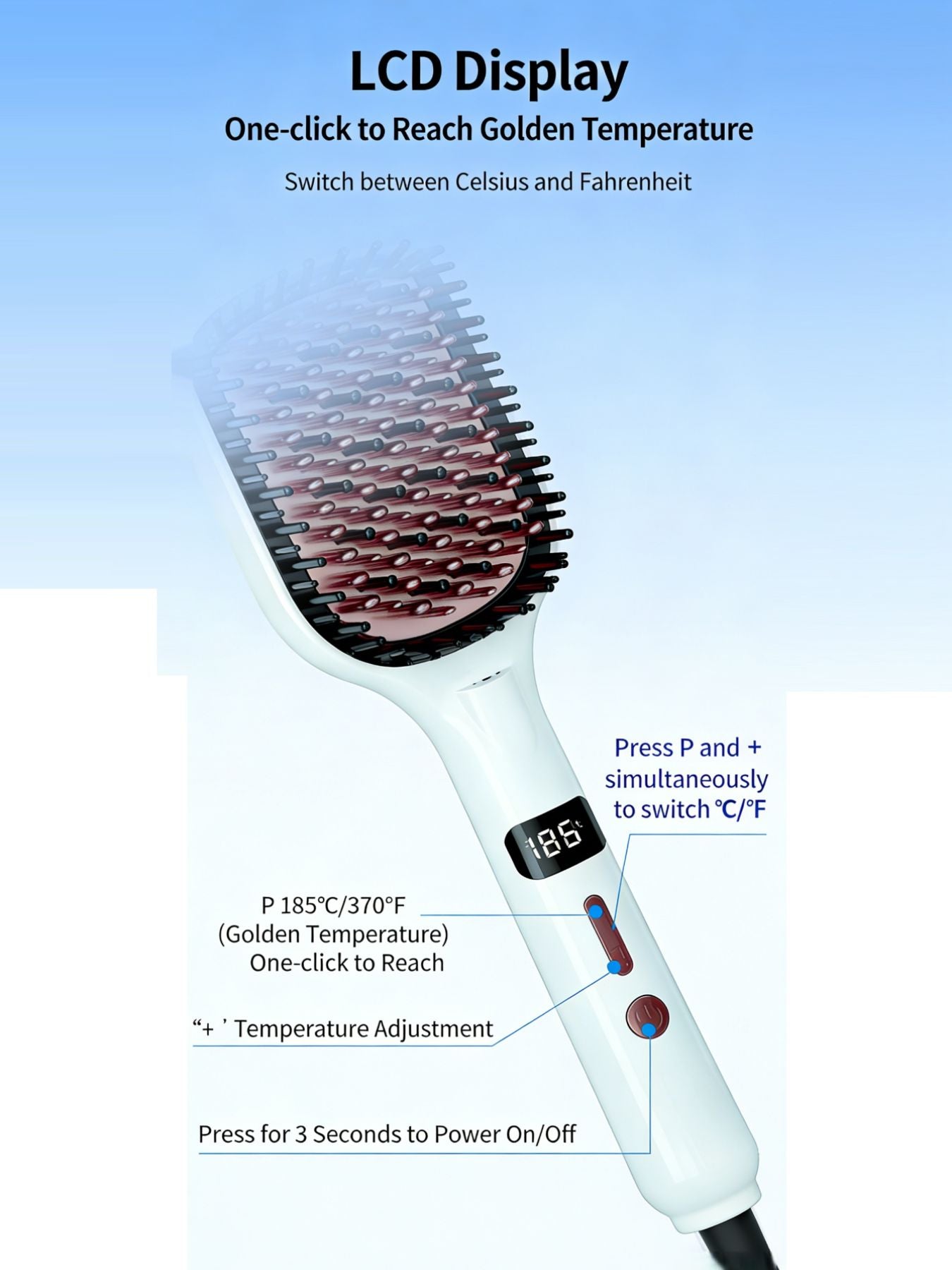 White Trendsi fast heating straightening comb with North American plug, designed for quick and easy hair styling.