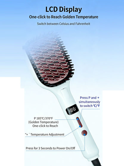 White Trendsi fast heating straightening comb with North American plug, designed for quick and easy hair styling.
