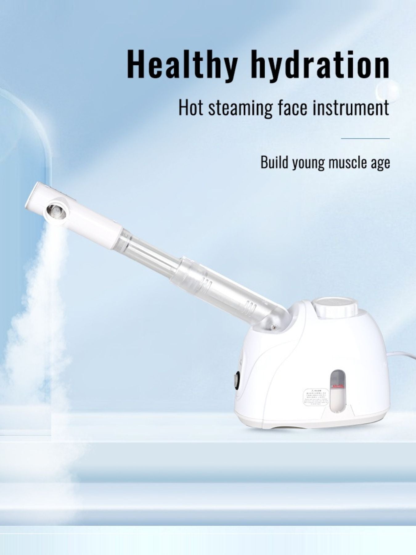 White Trendsi hot steaming facial beauty device with North American plug for skincare and facial steaming.