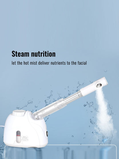 White Trendsi hot steaming facial beauty device with North American plug, designed for facial skin rejuvenation and deep cleansing.