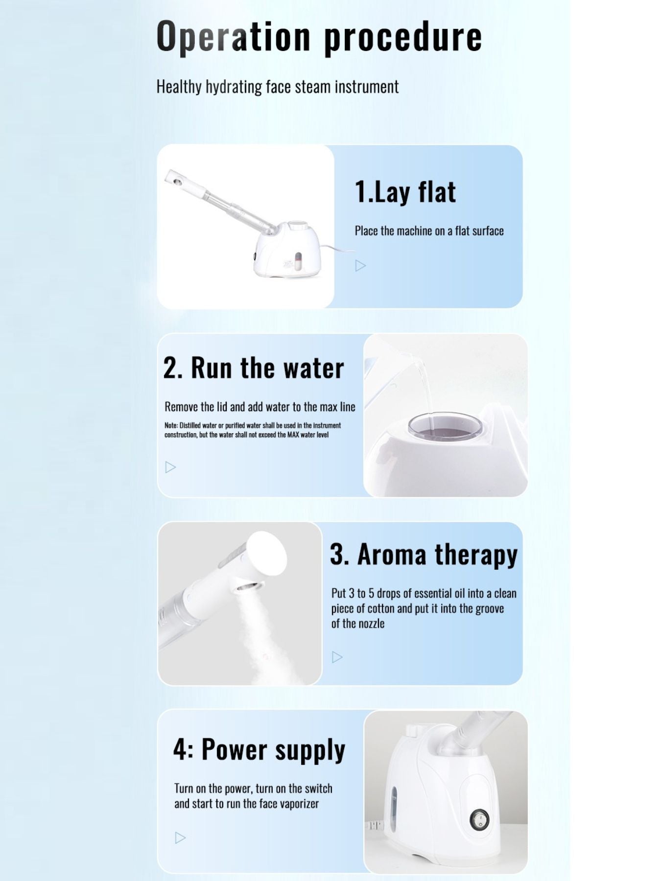 White Trendsi hot steaming facial beauty device with North American plug for deep skin cleansing and facial steaming.
