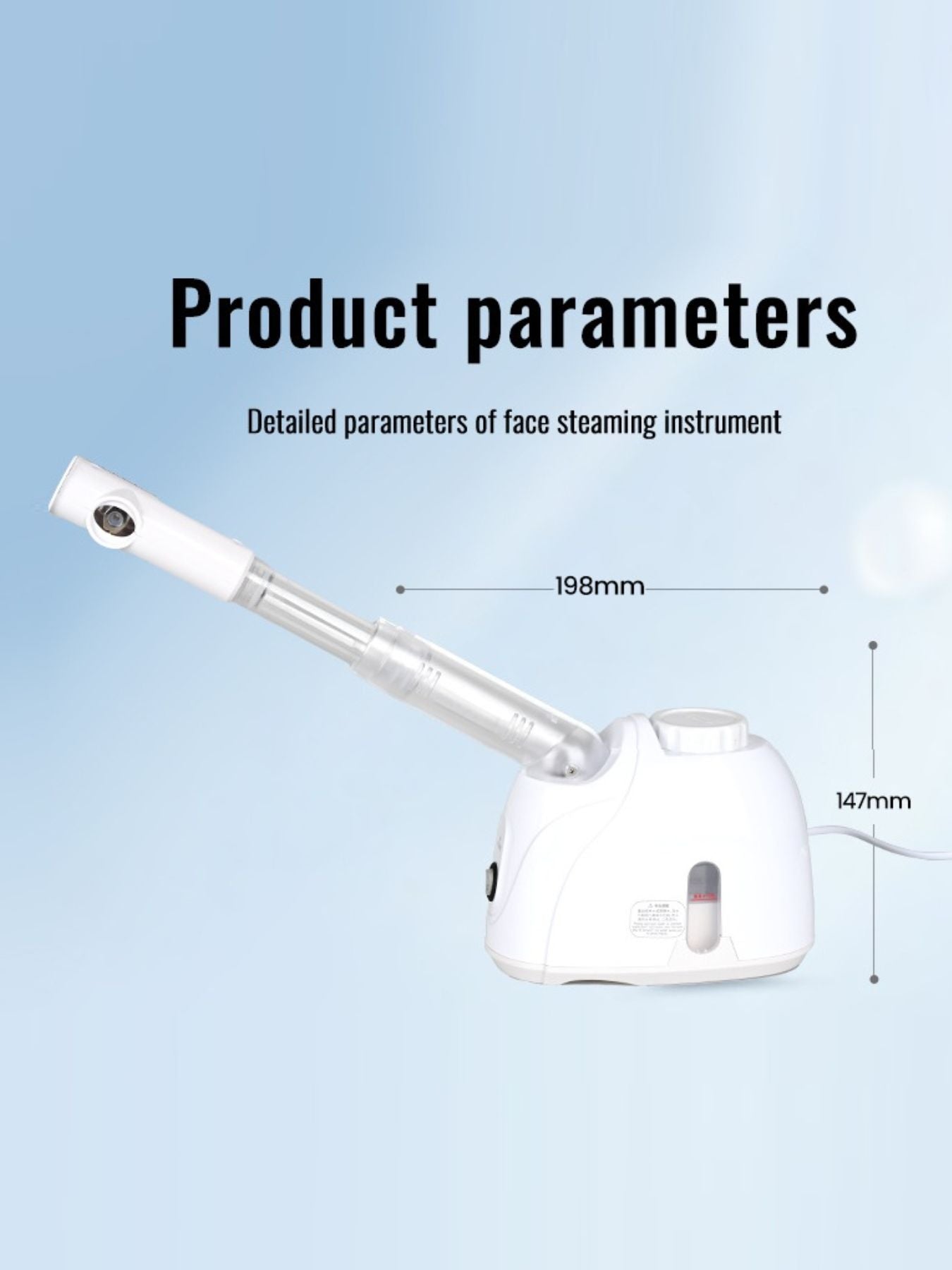 White Trendsi hot steaming facial beauty device with North American plug, used for skincare and deep pore cleansing.