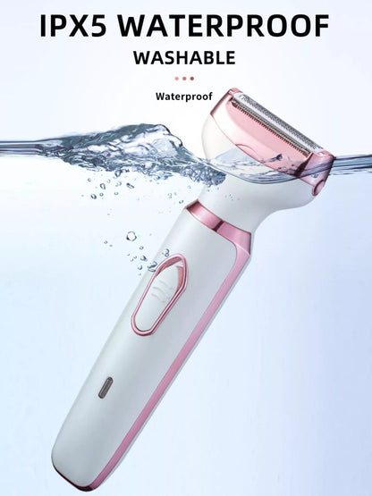 White 4-in-1 multifunctional painless hair removal device by Trendsi, showcasing its sleek design and interchangeable attachments.