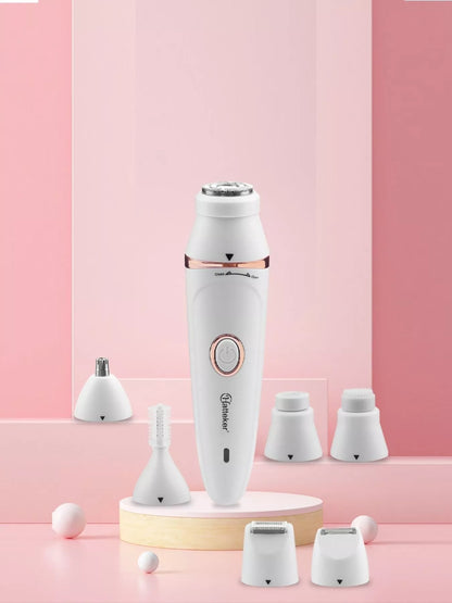 White 7-in-1 multifunctional painless hair removal device by Trendsi, featuring multiple attachments for versatile hair removal.
