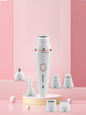 White 7-in-1 multifunctional painless hair removal device by Trendsi, featuring multiple attachments for versatile hair removal.