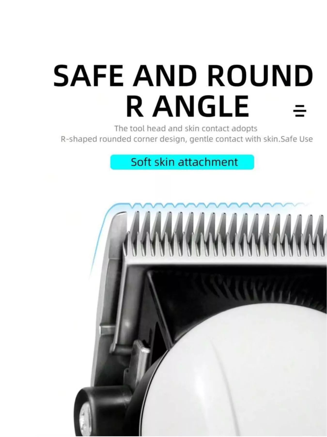 White cordless hair clipper with LED display by Trendsi, showing adjustable blades and ergonomic design for easy grooming.