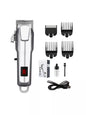 White cordless hair clipper with LED display from Trendsi, featuring adjustable blades and ergonomic design for easy grooming.
