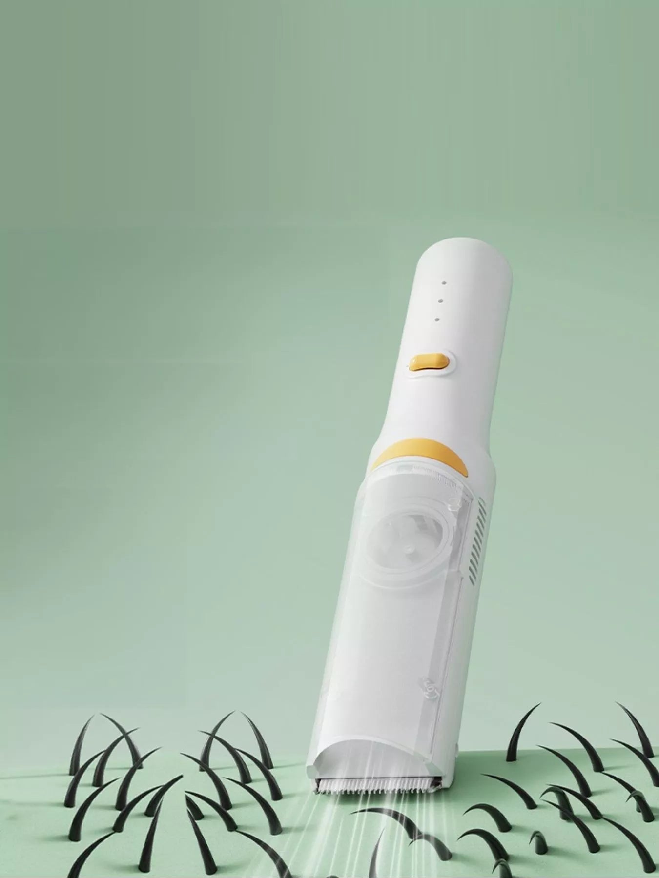 White cordless rechargeable hair clipper by Trendsi with ergonomic design and adjustable blades for men's grooming.