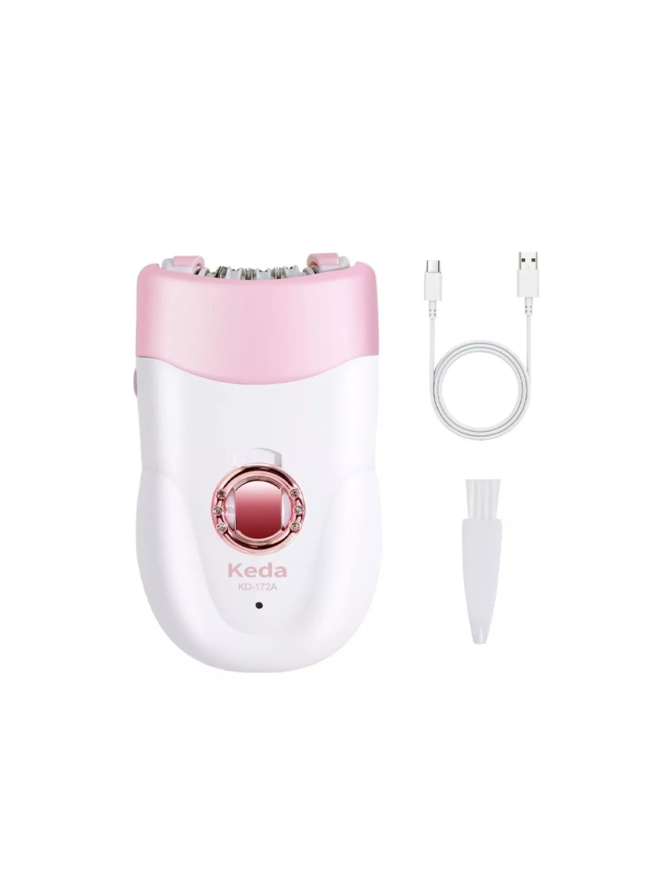 White portable electric clip wheel hair remover from Trendsi, designed for gentle hair removal and easy use.