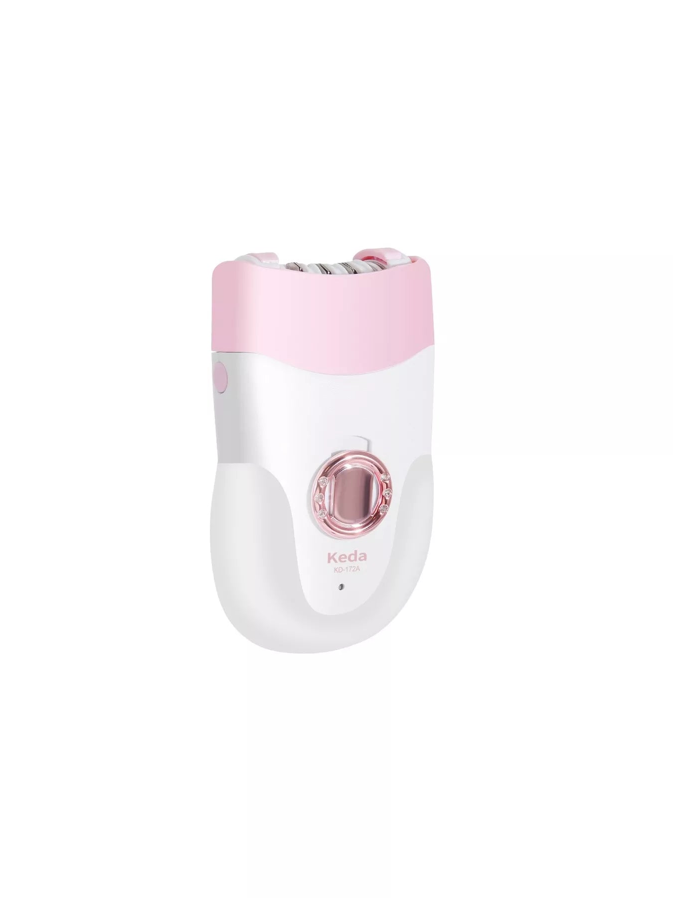White portable electric hair remover with clip wheel, compact design for easy hair removal by Trendsi.