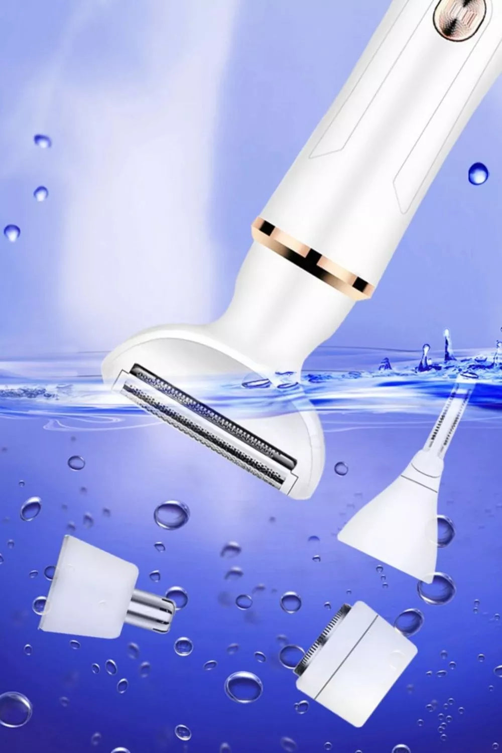 White Trendsi electric hair removal epilator with multiple attachments for efficient, painless hair removal.