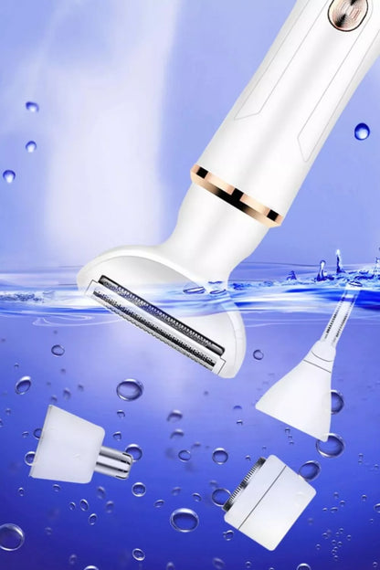 White Trendsi electric hair removal epilator with multiple attachments for efficient, painless hair removal.
