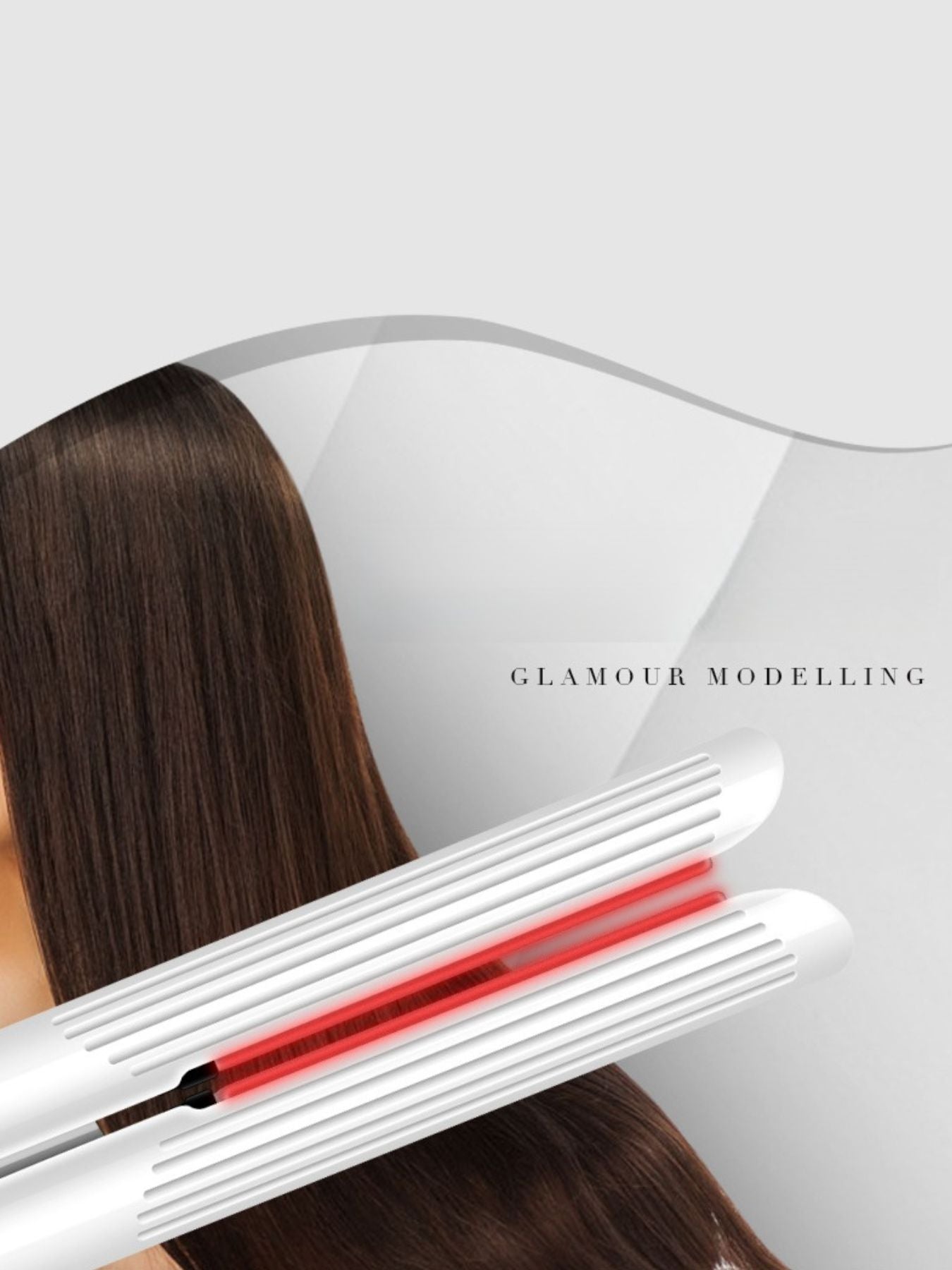 White Trendsi fast heating hair straightener with sleek design and adjustable temperature controls.