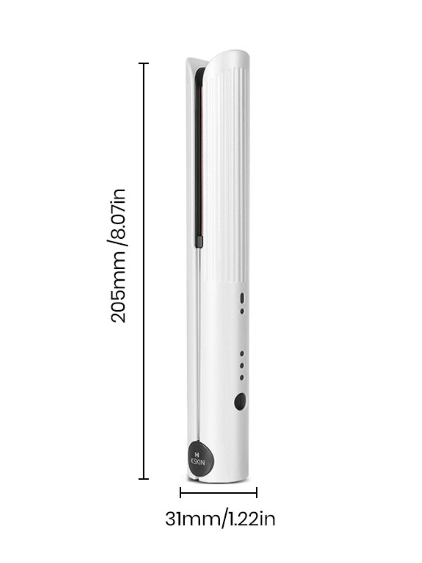 White Trendsi fast heating hair straightener with sleek design and ceramic plates for smooth, shiny hair styling.