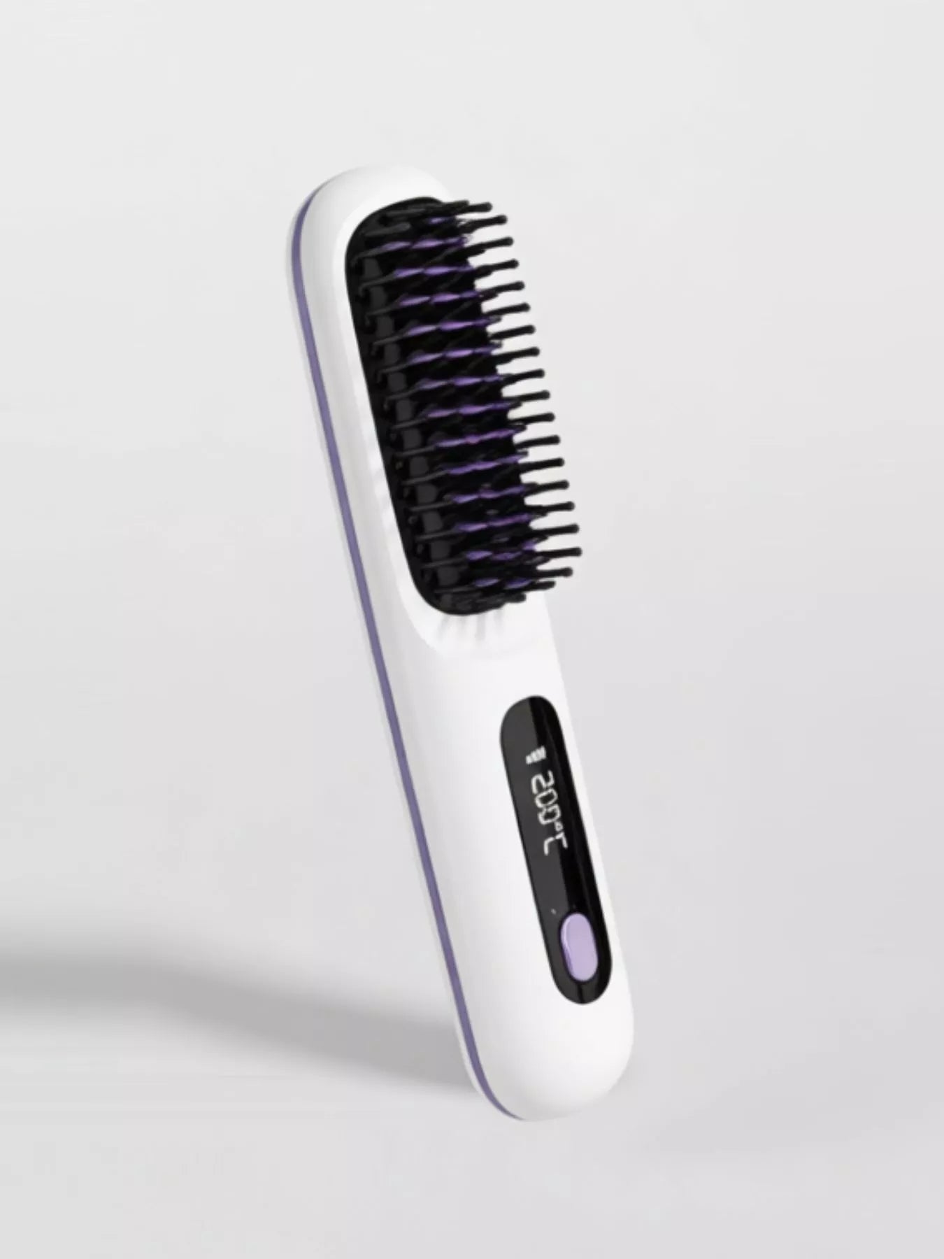 White Trendsi fast heating straightening comb with ergonomic design for quick hair styling and smooth, sleek results.