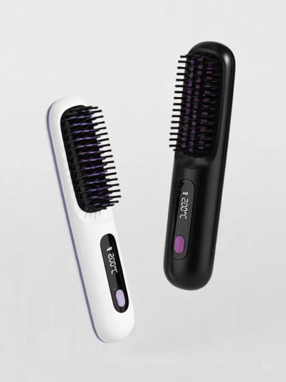 White Trendsi fast heating straightening comb with wide teeth, designed for quick, easy hair straightening and styling.