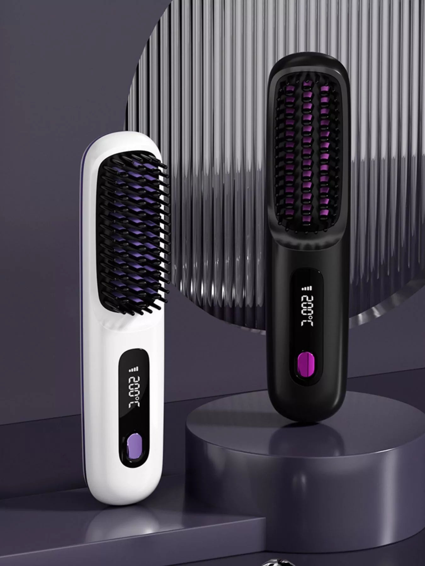 White Trendsi fast heating straightening comb with sleek design and metal teeth for quick, easy hair styling.