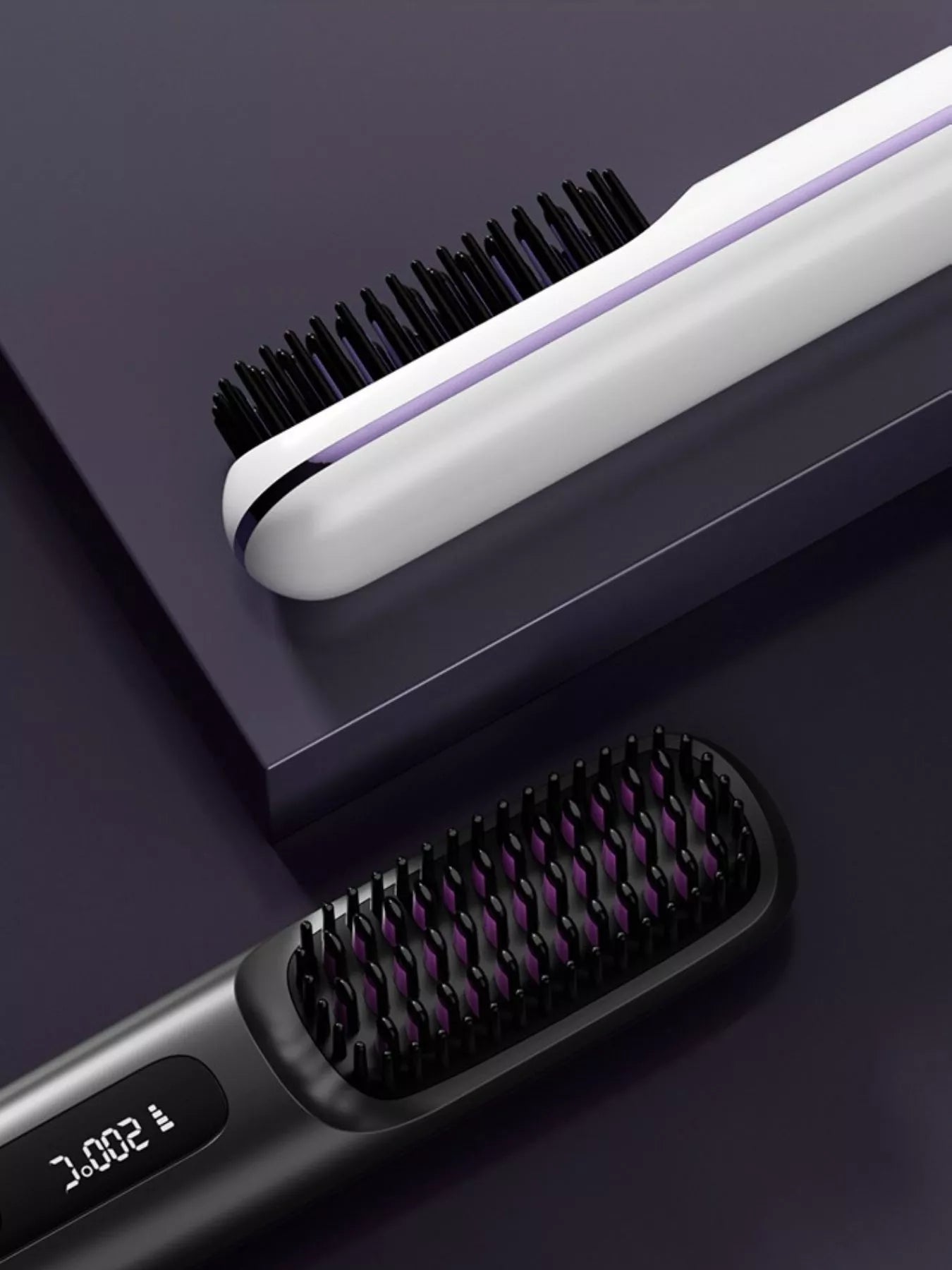 White fast heating straightening comb by Trendsi with wide teeth and ergonomic handle for easy hair styling.