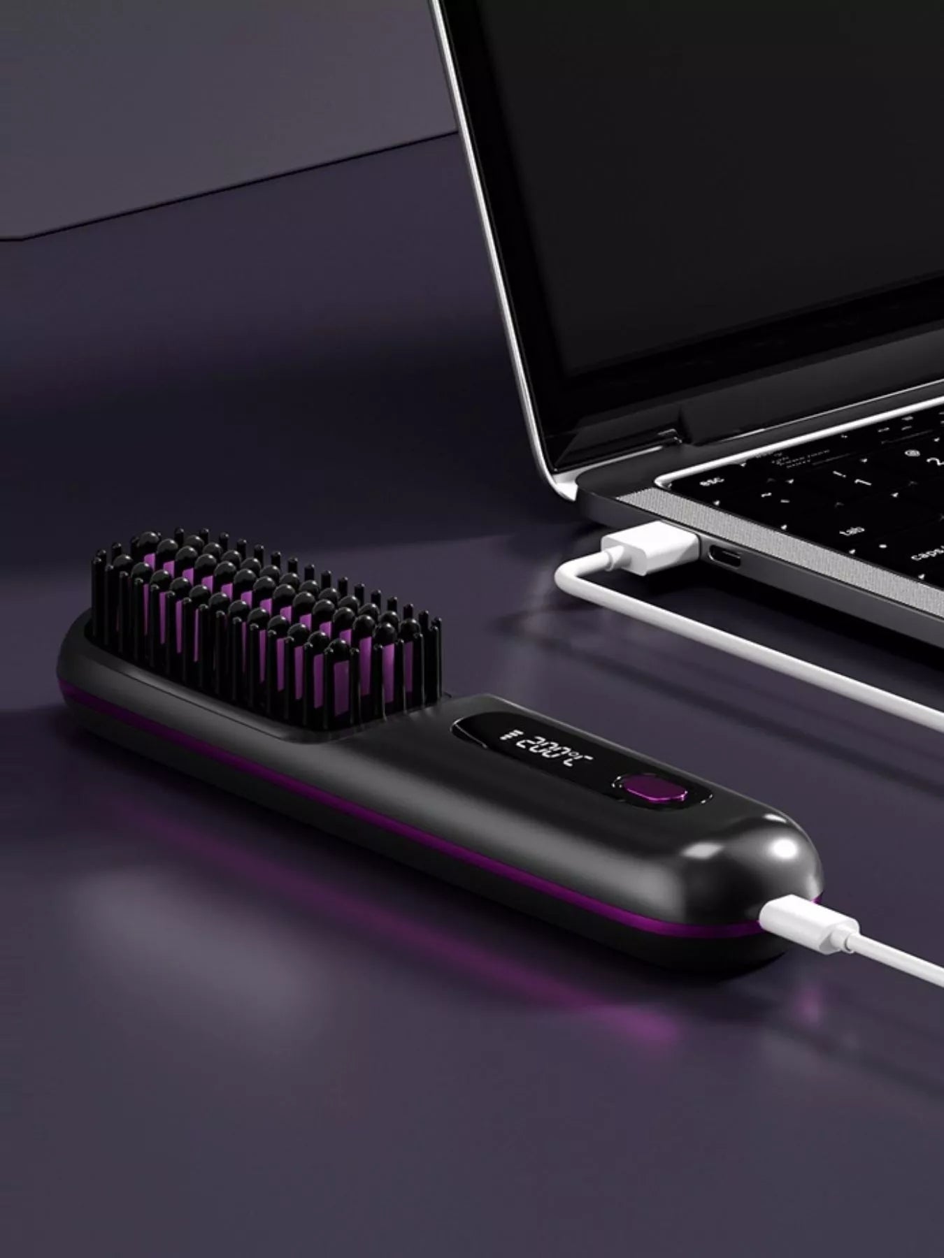 White Trendsi fast heating straightening comb with wide teeth for quick, smooth hair styling.